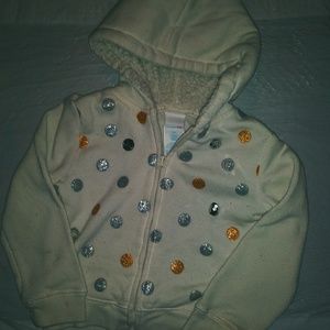 Wonder Kids off white fleece coat with silver gold